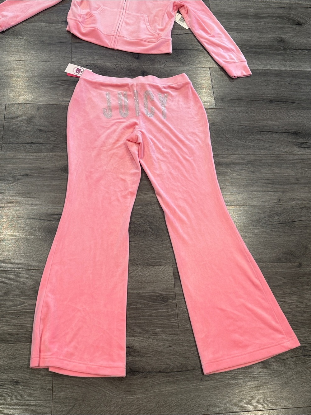Juicy Couture Pink Velour Hooded Tracksuit Set with Rhinestone Logo - Picture 8 of 12